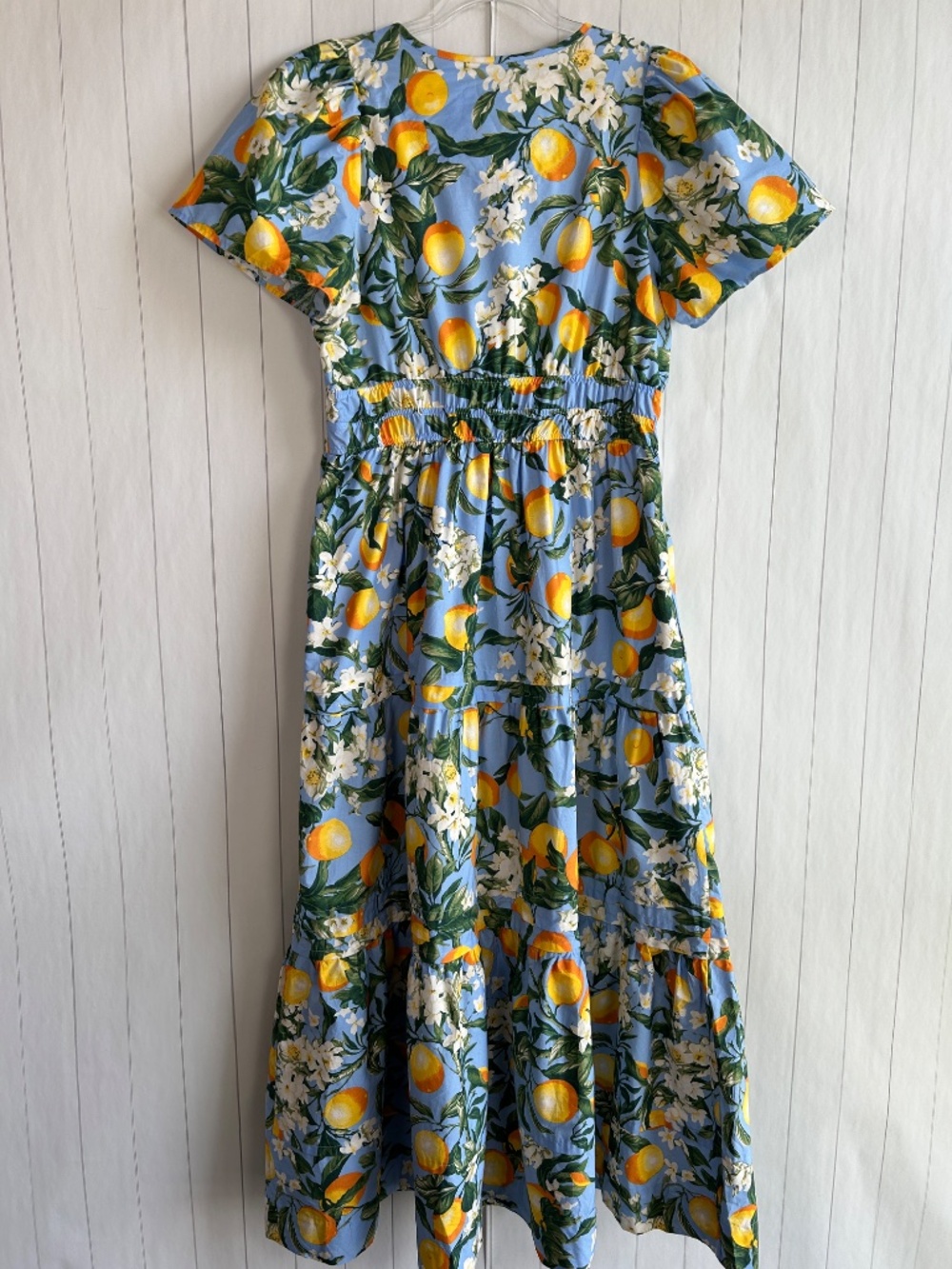 Anthropologie Size M Somerset maxi dress blue lemon floral print cotton tiered - Picture 6 of 10